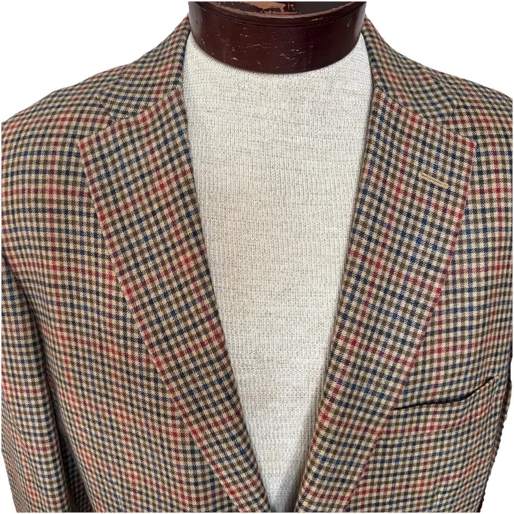 Holland & Sherry Royal Classic Houndstooth Wool‎ Blazer Premium Tom James 46L